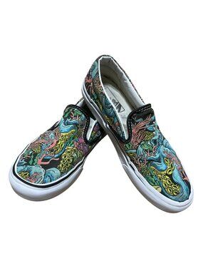 Rare Vans Slip-Ons "Under The Sea" Octopus Ocean Sz 6.5 Retired Print Womens